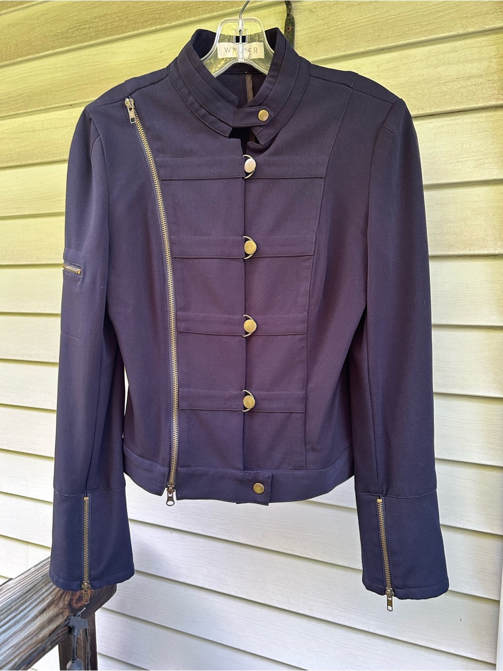 Walter NWOT Military Navy Cropped Moto Vintage Chic Jacket Sz 4.